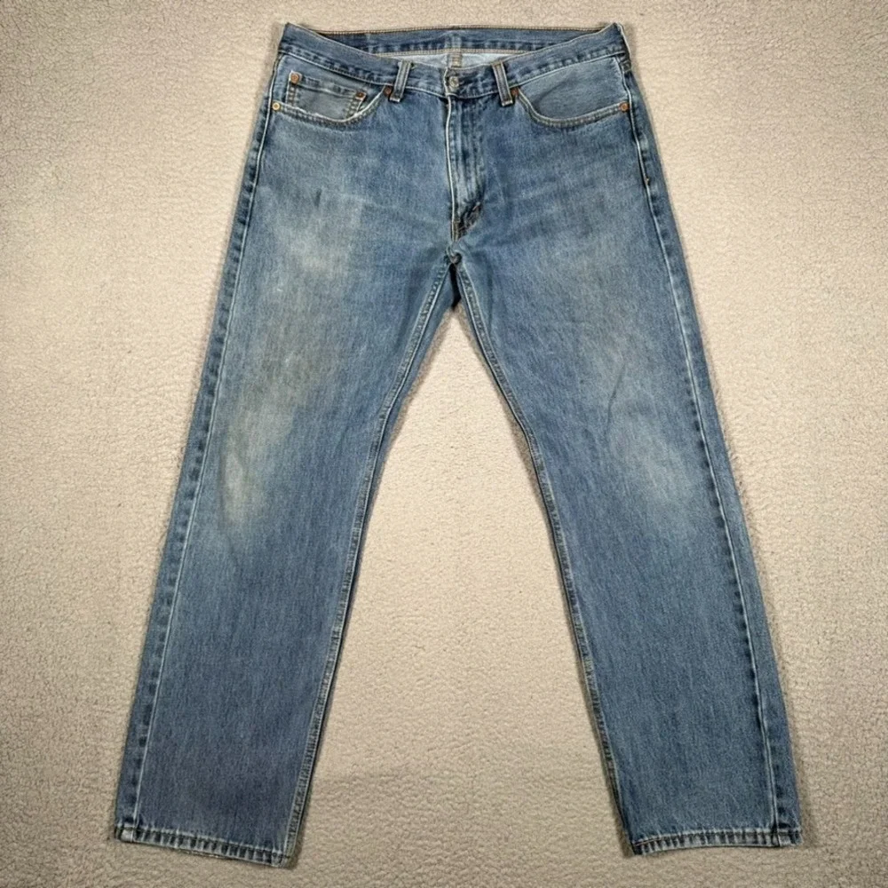 Levis Jeans Mens 36x30 Blue 505 Straight Fit Denim Casual Logo Preppy 5 Pocket